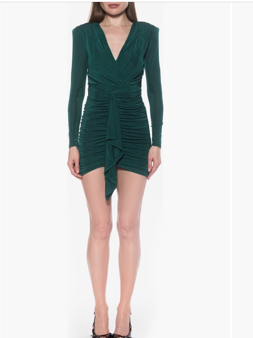 Alexia Admor Long Sleeve Ruched Drapped Mini Dress